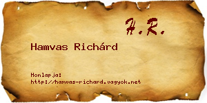 Hamvas Richárd névjegykártya